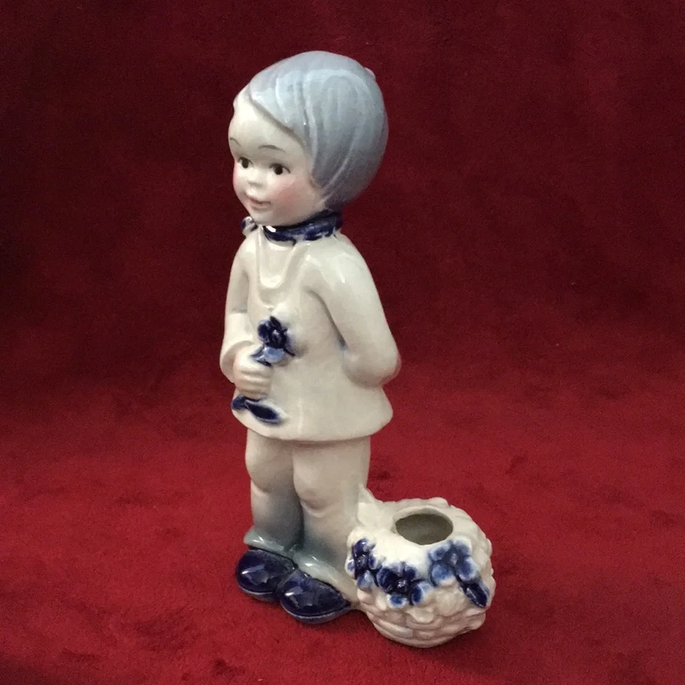 Goebel Ceramic Child Holding Flower in Right Hand Candleholder